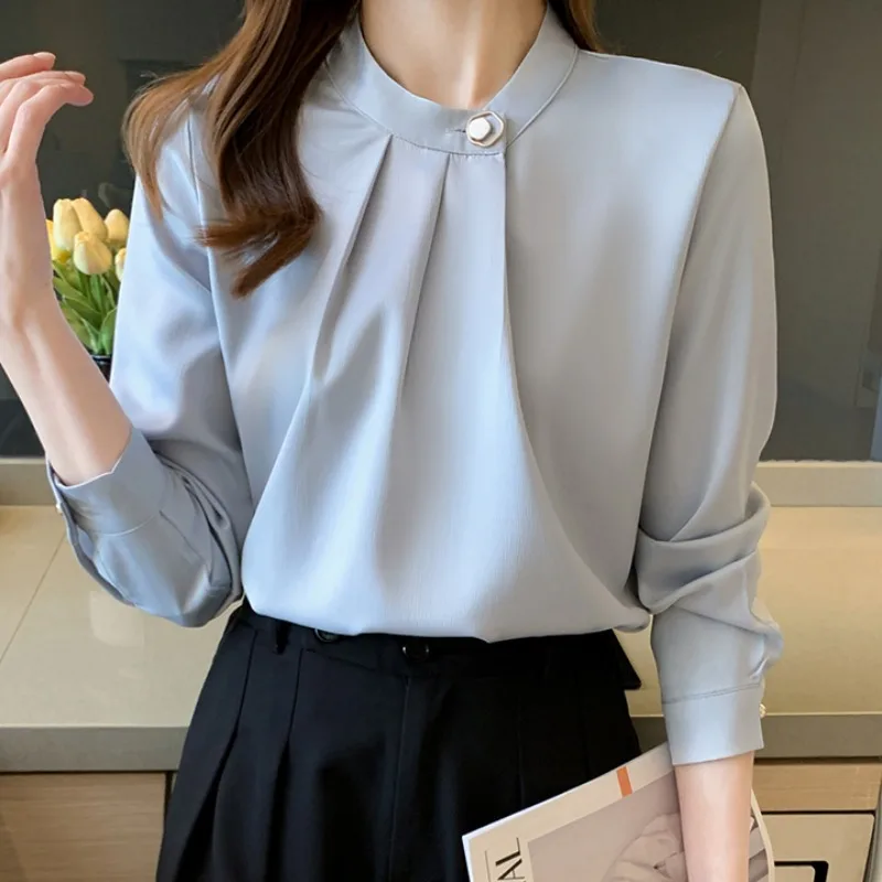 Autumn Women Chiffon Blouse Shirt Women Tops Long Sleeve Blouse Women Blusas Mujer De Moda 2024 Blouses Femme Shirts Top F86