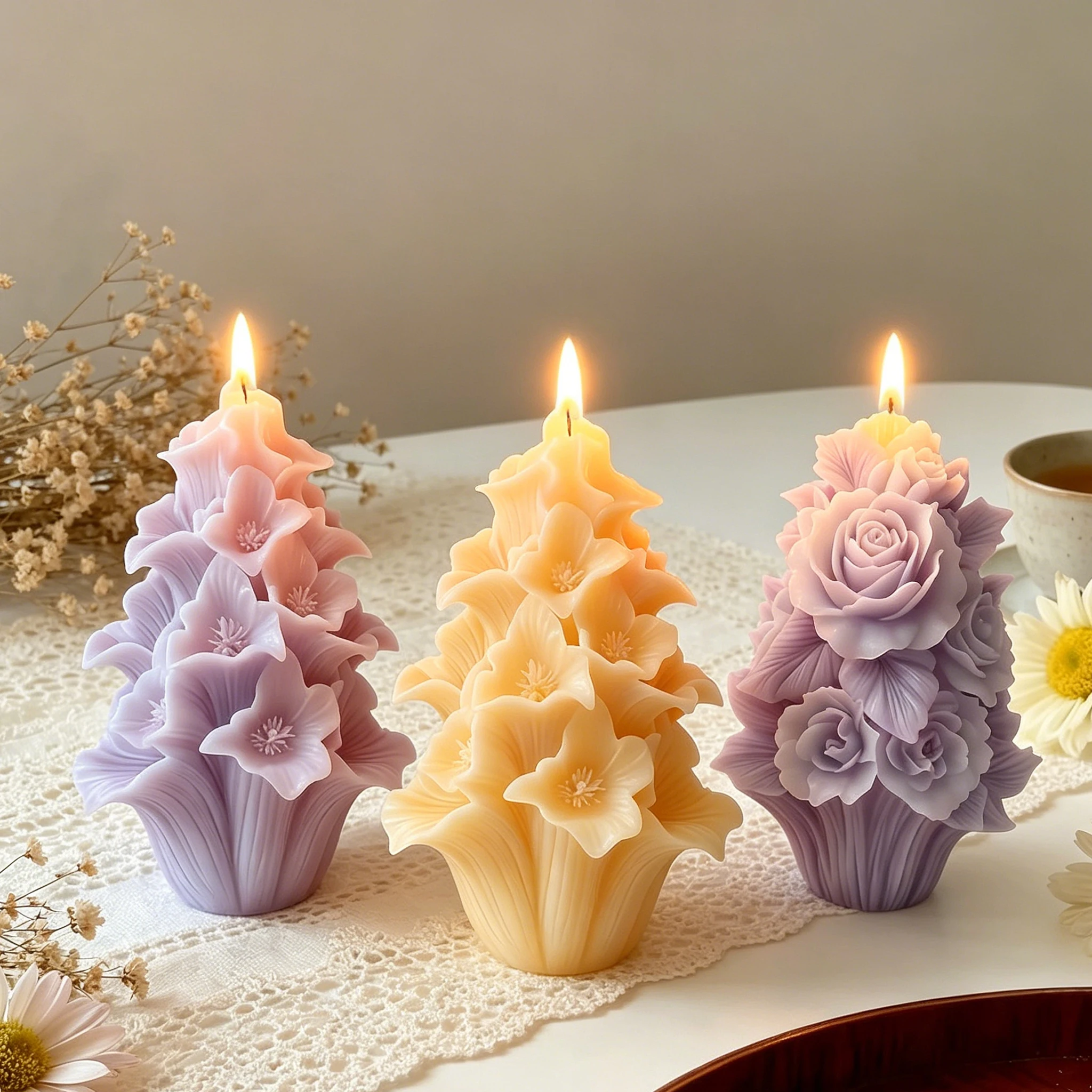 แม่พิมพ์ซิลิโคนรูปช่อดอกไม้ 3 - Resin Crafts บทวิจารณ์และราคา