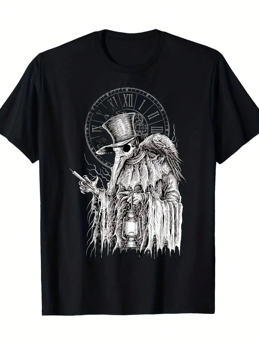 Vintage Graphic Crewneck, Novelty Print, Limited Stock, Gothic Enthusiasts T-Shirt 100% Cotton Trendy Y2K Short-Sleeve Tee-Soft,