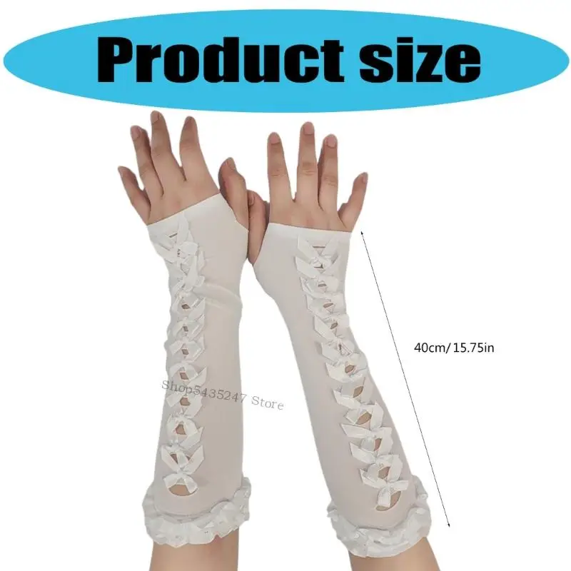 Eleganti maniche a braccio in pizzo Bowknot Protezione solare Cover per attività all'aperto H7EF