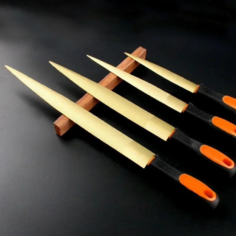 1 قطعة ملف الخشب النجارة الذهبي مدبب عرموش باستارد للخشب والجلود البلاستيك أدوات يدوية مقبض مطاطي مع غطاء قماش مجاني #2