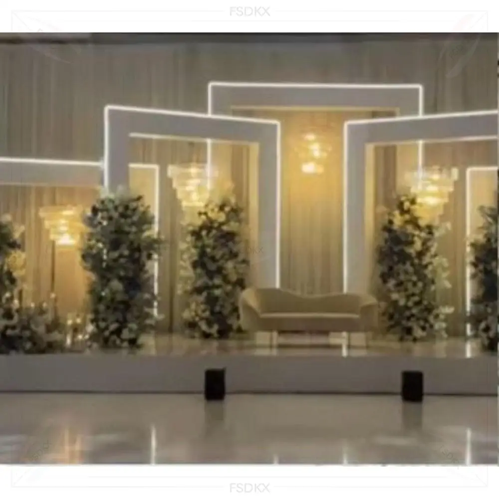 

FSDKX Luxury Wedding Light Multi Arch Stand Party Pure White PVC Backdrop Stand for Party Wedding Events