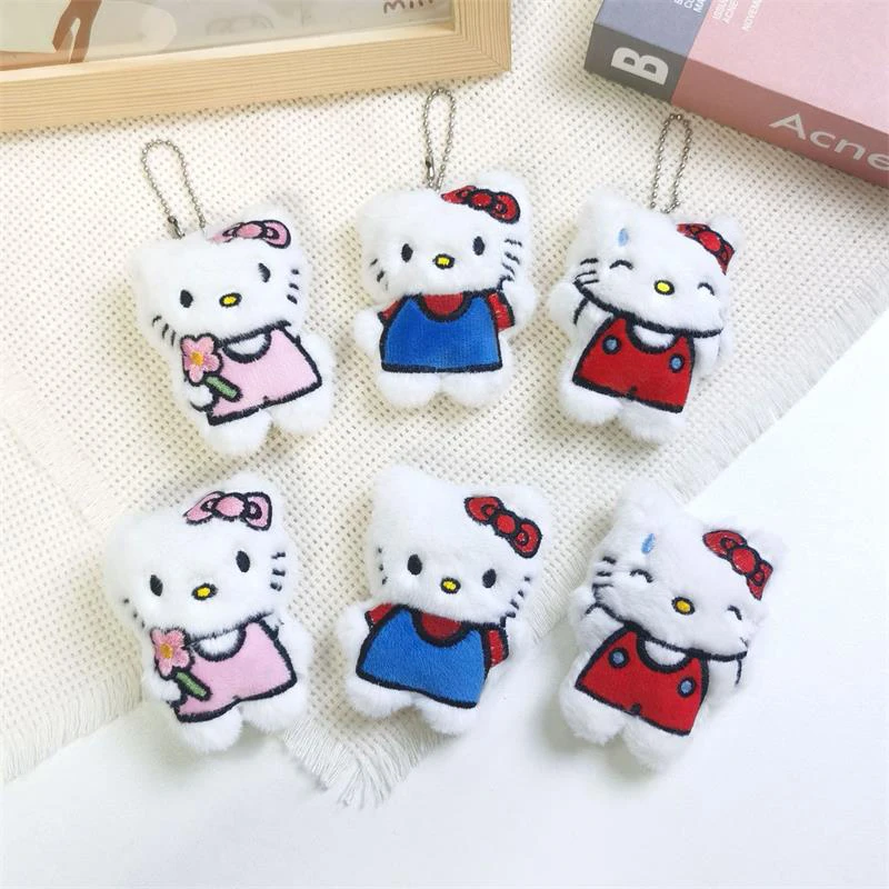 Kawaii Hello Kitty Sanrio Plush Pendant Cute Cartoon Student Girls Plush Dolls Keychain Knapsack Bag Decorate Toys Gifts