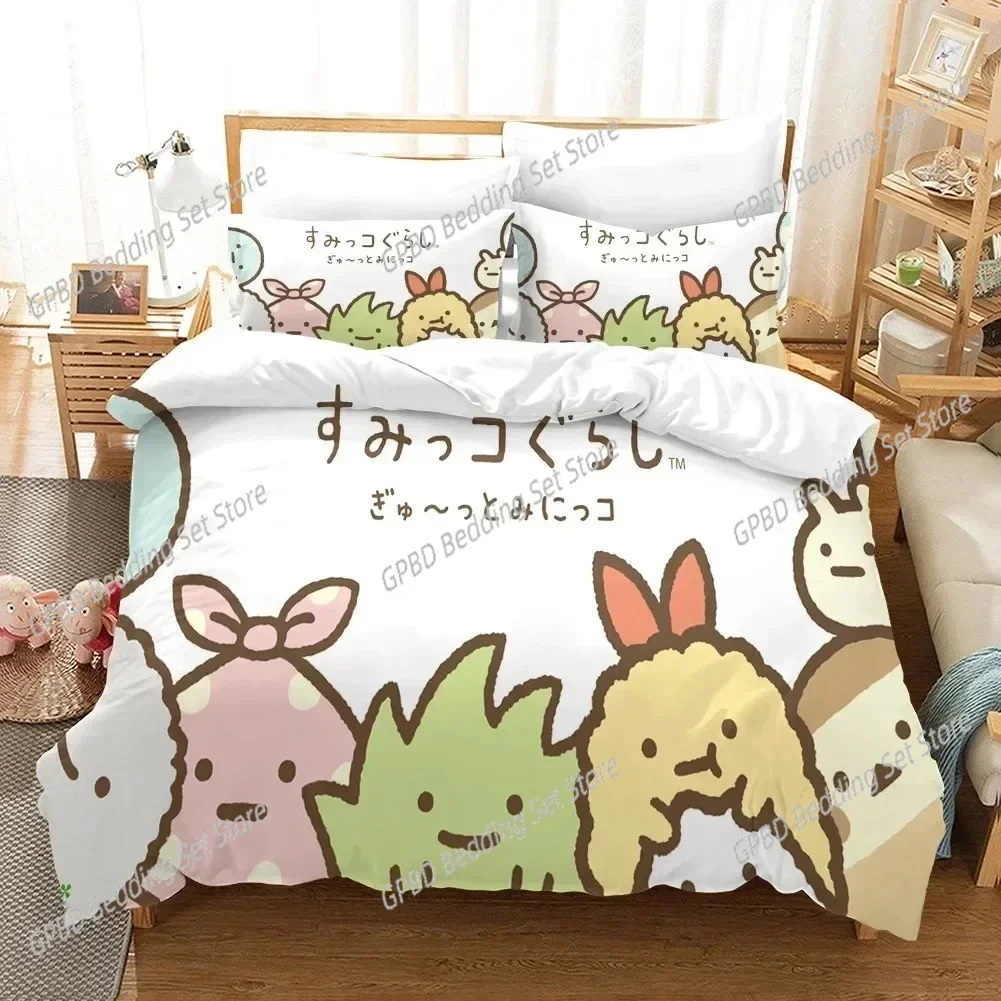 

Anime Sumikko Gurashi Cartoon Comfortable Duvet Quilt Cover Pillowcase Bedding Set Children Bedroom Decoration Home Textile