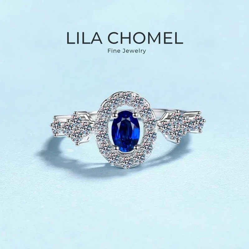 

Женский подарок на день рождения, обручальное кольцо из белого золота 18 карат, 0,5 карата, синий муассанит, бриллиант, подруга, кольца на День святого Валентина, PT950, платиновые кольца