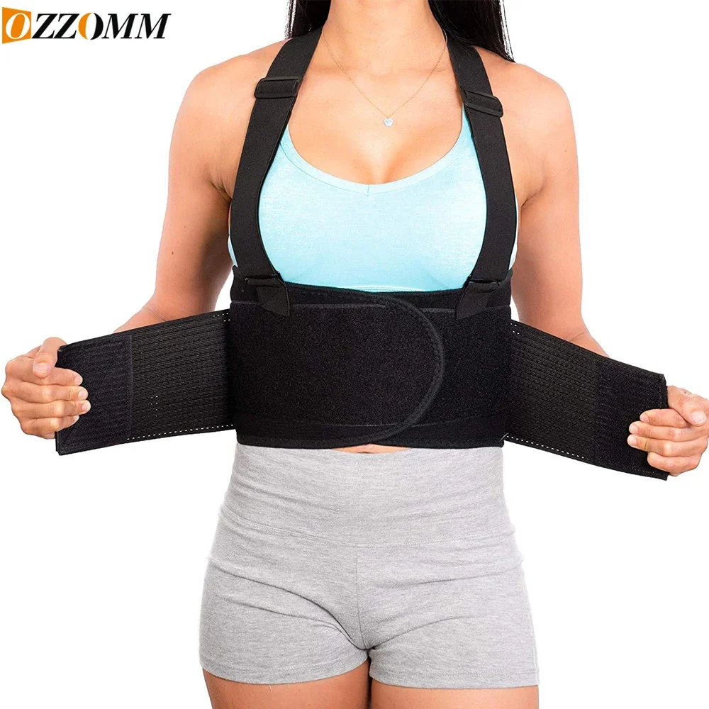 1Piece Back Brace for Lower Back Pain,Back Support Belt for Women & Men - Adjustable Suspender Shoulder Straps for Heavy Lifting