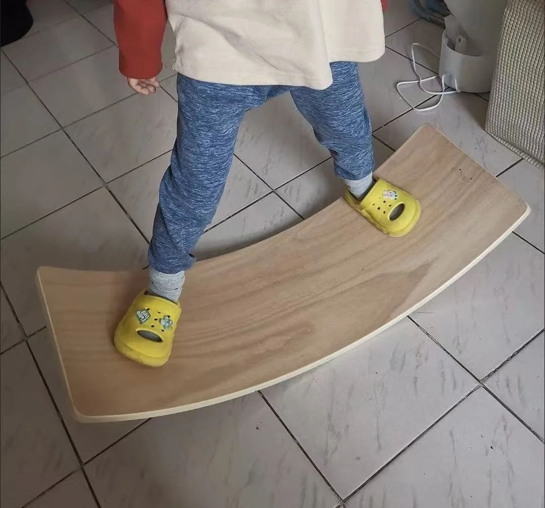 Outdoor Sports Toys Child Balance Toy Wooden Seesaw Indoor Curved Board Baby Double Wooden Outdoor Seesaw Yoga Board Kids Gift