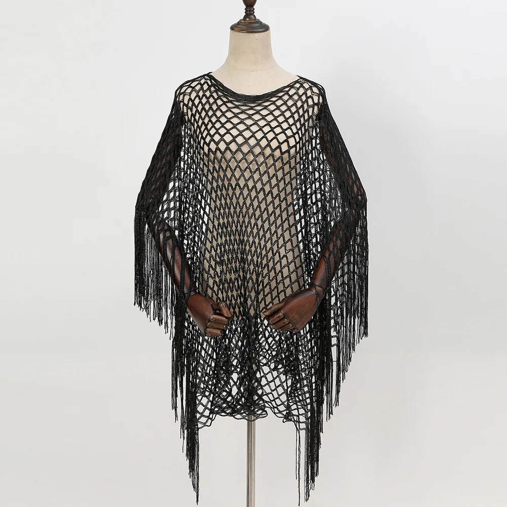 Maglione lavorato a maglia per le vacanze al mare 2025 Protezione solare Semitrasparente Maglione da spiaggia vuoto estivo sexy da donna