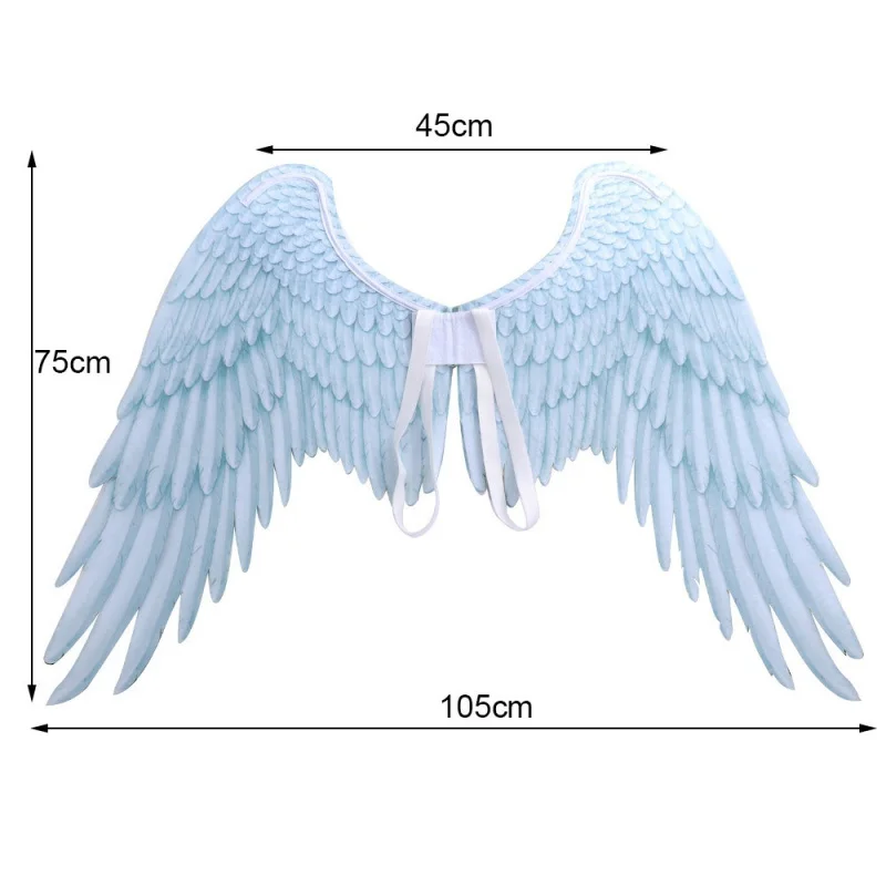 Halloween 3D Angel Wings kostium z elastyczne paski impreza z okazji Halloween Mardi Gras pierzaste skrzydło dla dorosłych dziecko akcesoria Cosplay