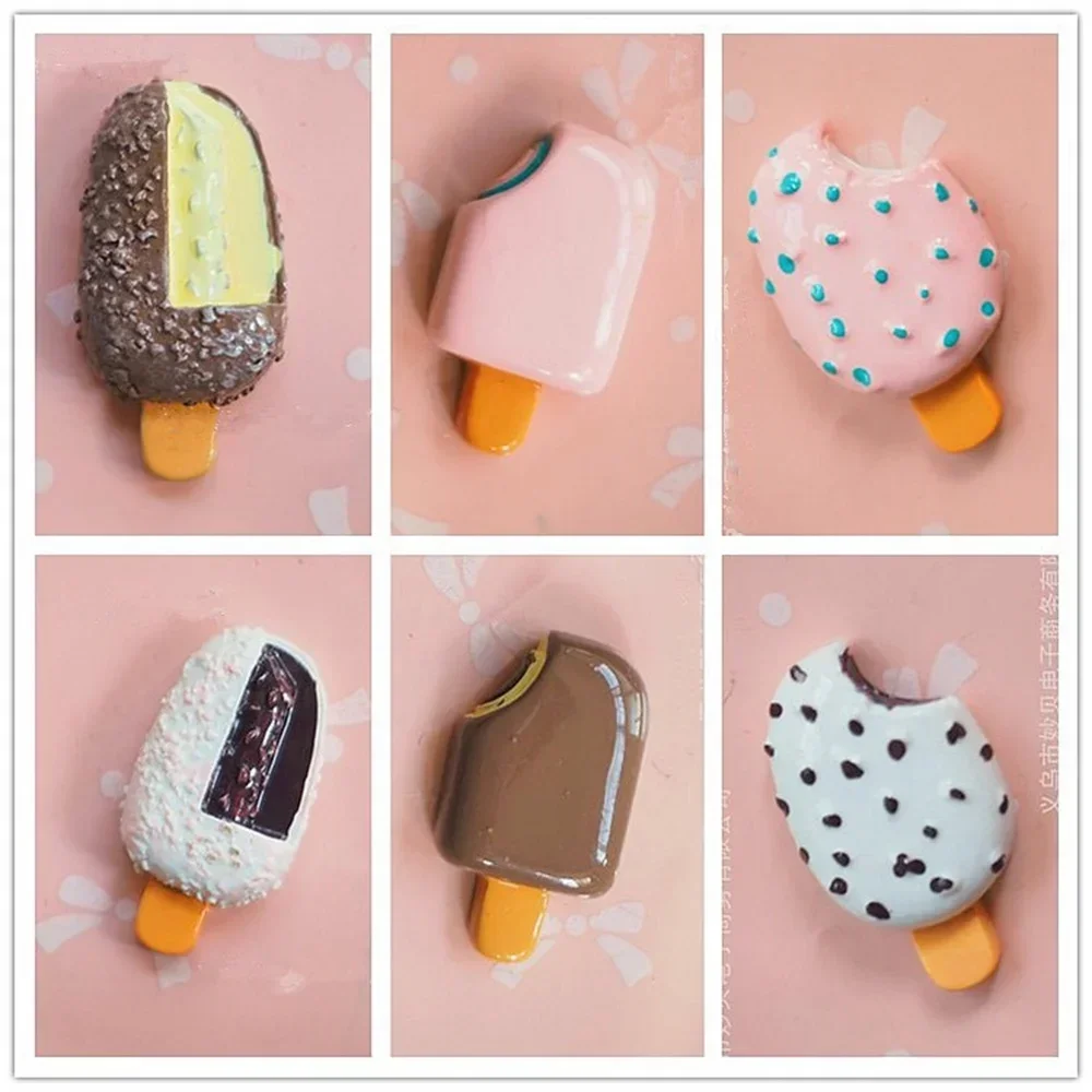 Ice cream001 5pcs Cone Refrigerator Sticker Accessories DIY Cute Cream Phone Case Bags Resin Jewelry Accessories Girls Child