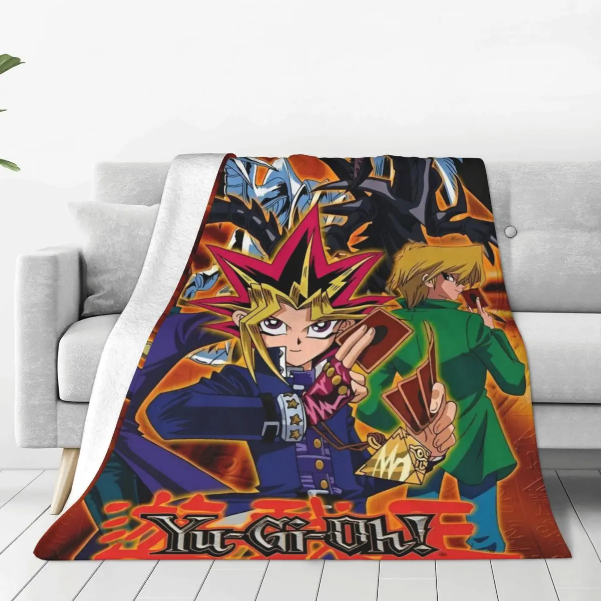 YuGiOh! Card Game Anime Flannel Blanket Yugi Muto Cartoon Novelty Throw Blankets for Home 200x150cm Quilt Ultra-Soft