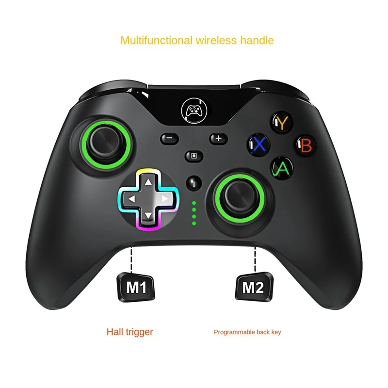 2.4G Wireless Gaming Controller Game Console Controller Joystick with LED Flashing Light Macro Functions for Xbox Green