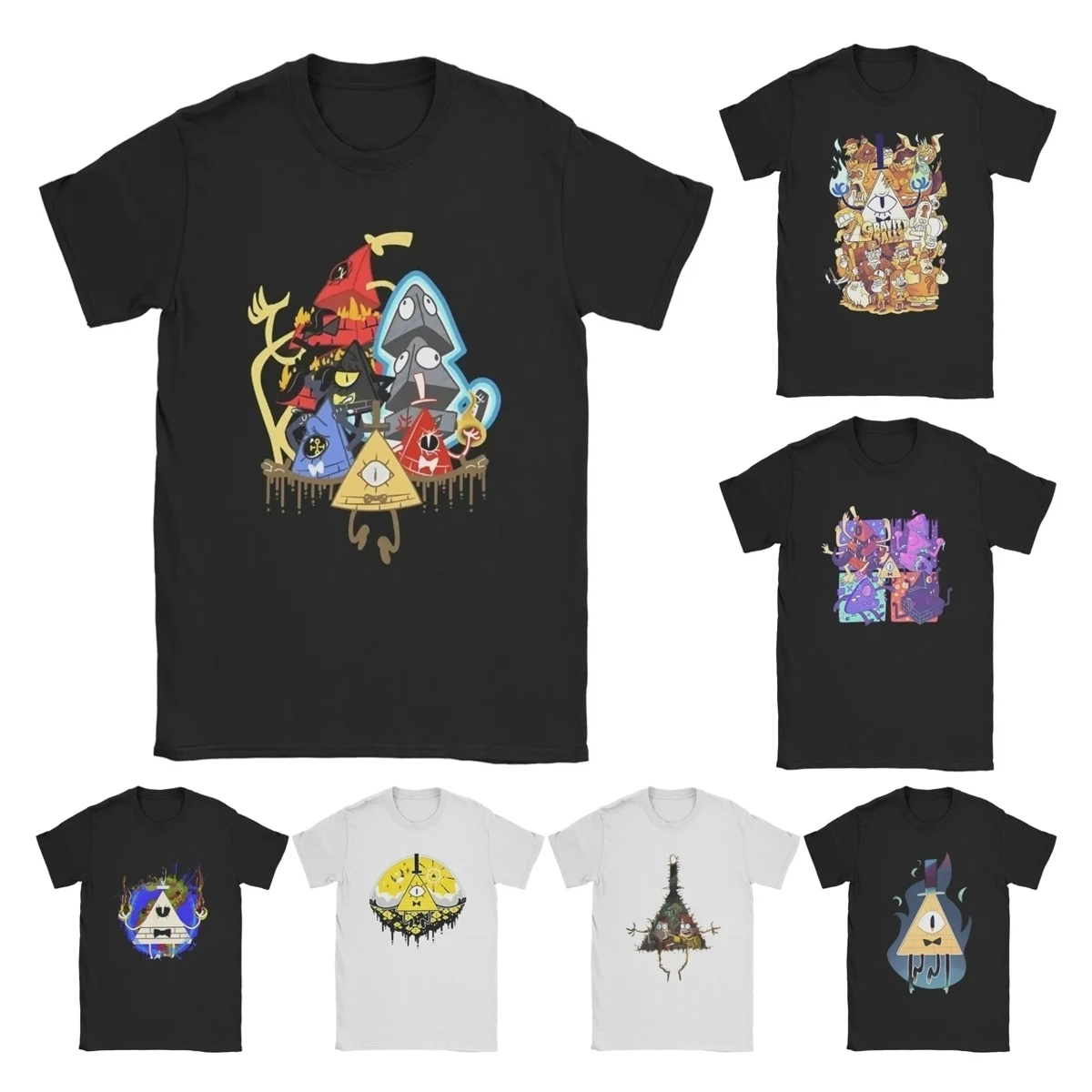 Gravity Falls Bill Cipher T Shirt for Men Pure Cotton Funny T-Shirts Round Collar Tees Short Sleeve Tops New Arrival