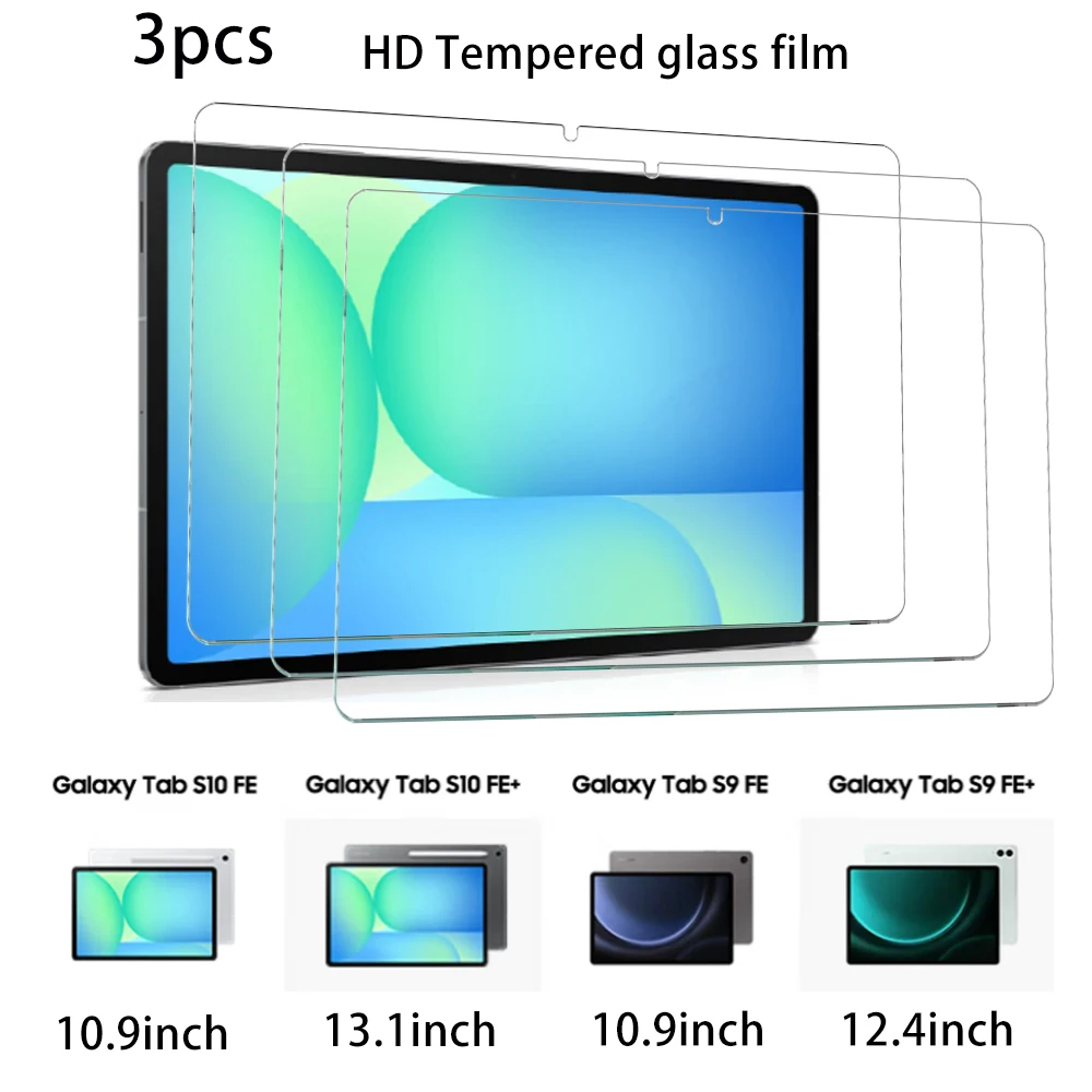 

3PCS Tempered Glass For Samsung Galaxy Tab S9FE S10FE S9FEPLUS S10FE plus Screen Protector Tablet HD Protective Glass Film