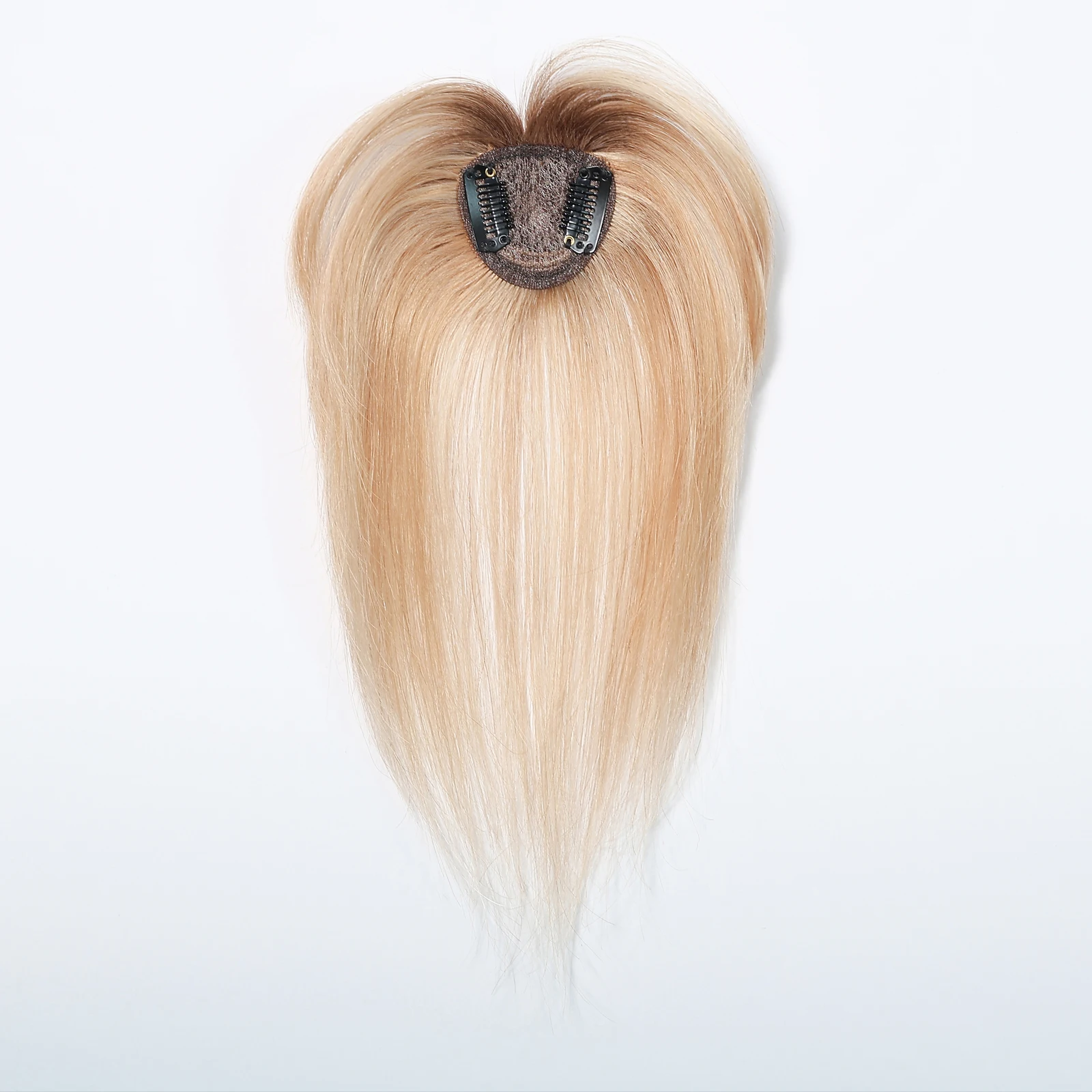 Ombre Brown to Blonde Clip in Bangs 100% Real Human Hair Bangs Hair Pieces Blonde Human Hair Topper With Bangs for Women 10 Inch image 6