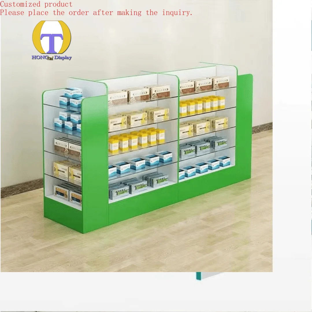 

Custom.Wholesale Pharmacy Furniture Double Sided Gondola Pharmacy Shelving Custom Design Retail Fixture Closet Storage Shelves N