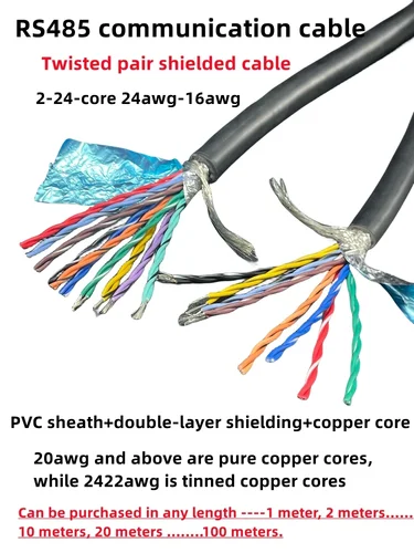 Cable blindado de par trenzado de 1/2/5/10M, 2 4 6 8 10core 20 22 18 26 24awg, Cable de Control suave de señal de comunicación de cobre puro de Pvc