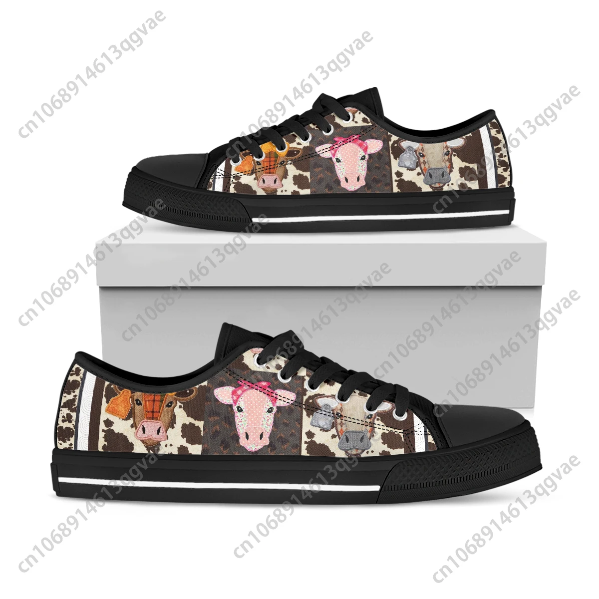 

Cute Animal Cow Lover Low Top Sneakers Mens Womens Teenager High Quality Canvas Sneaker Couple Shoes Custom Personalized Shoe