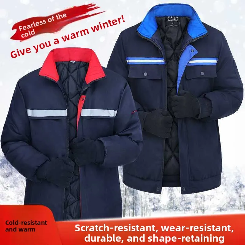 

Thiened Winter Work orm Cotton Jaet Reflective Strip Auto Repair Warmth Insulation Maintenance Labor Protection Clothing