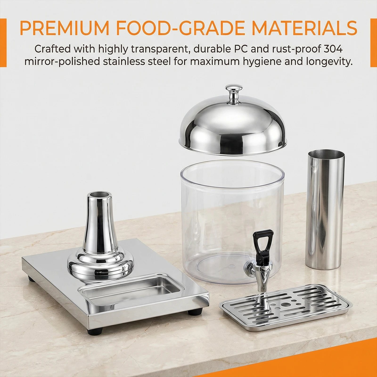 

2.1/4.2Gallon Drink Dispensers with Ice Container and Stainless Steel Drip Trays Beverage Dispenser with Stand for Party