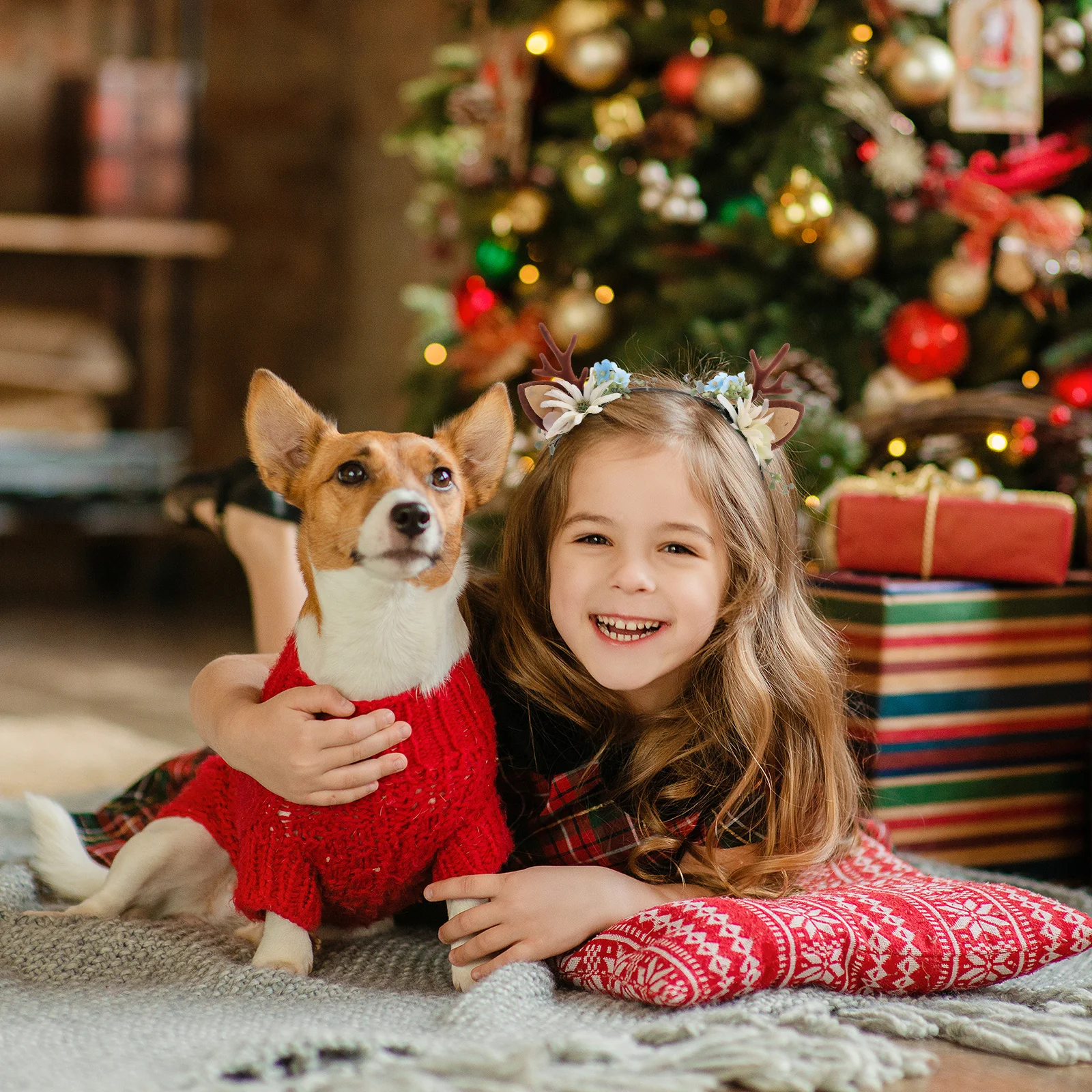 

1Pcs Deer Horn Hair Band Christmas Theme Headwear for Children Girls Fashion Floral Headdress Holiday Party Favor Gift Idea