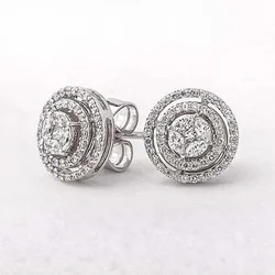 Luxury Round Cubic Zirconia Stud Earrings for Women Bride Wedding Earrings Anniversary Valentines Day Gift Aesthetic Jewelry