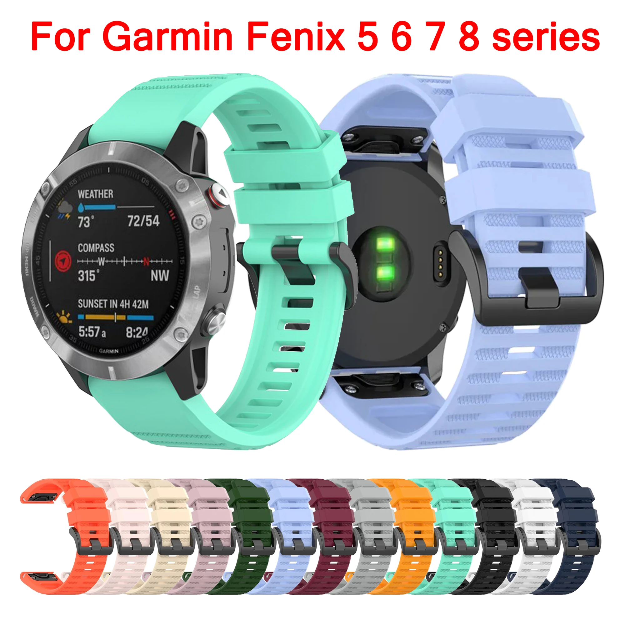 

QuickFit 20 22 26mm Watch Strap for Garmin Fenix 6X Pro 6 6S 5X 5 7X 7 7S Fenix 8 E WatchBand Silicone Bracelet Epix Gen2 Correa