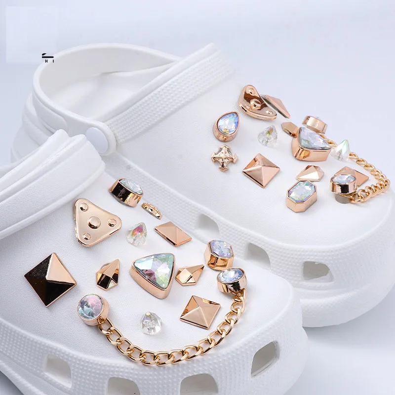 lot/set shoes charms chain butterfly gold silver diamond Accessories buckle for sandals clogs shoe Decorations man kids gifts