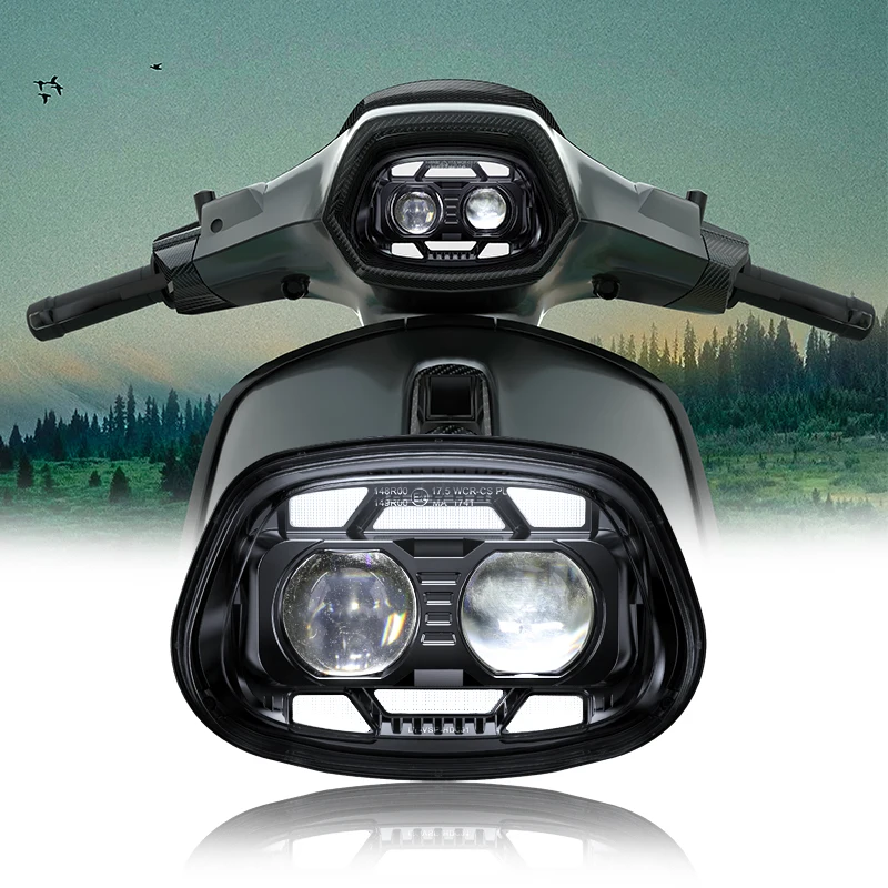 

For Vespa Sprint 150 125 50 17-25 Motorcycle Led Headlight Spotlight Fog Lamp Driving Light Motorcycle High Low Beam+DRL Lamp