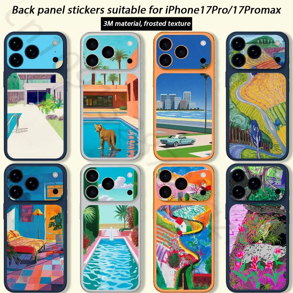 

Art D-David Hockney paint For iPhone 17 pro Max /17 pro Full Cover Decal Skin Wrap 3D Colorful Rear Protective Sticker Film