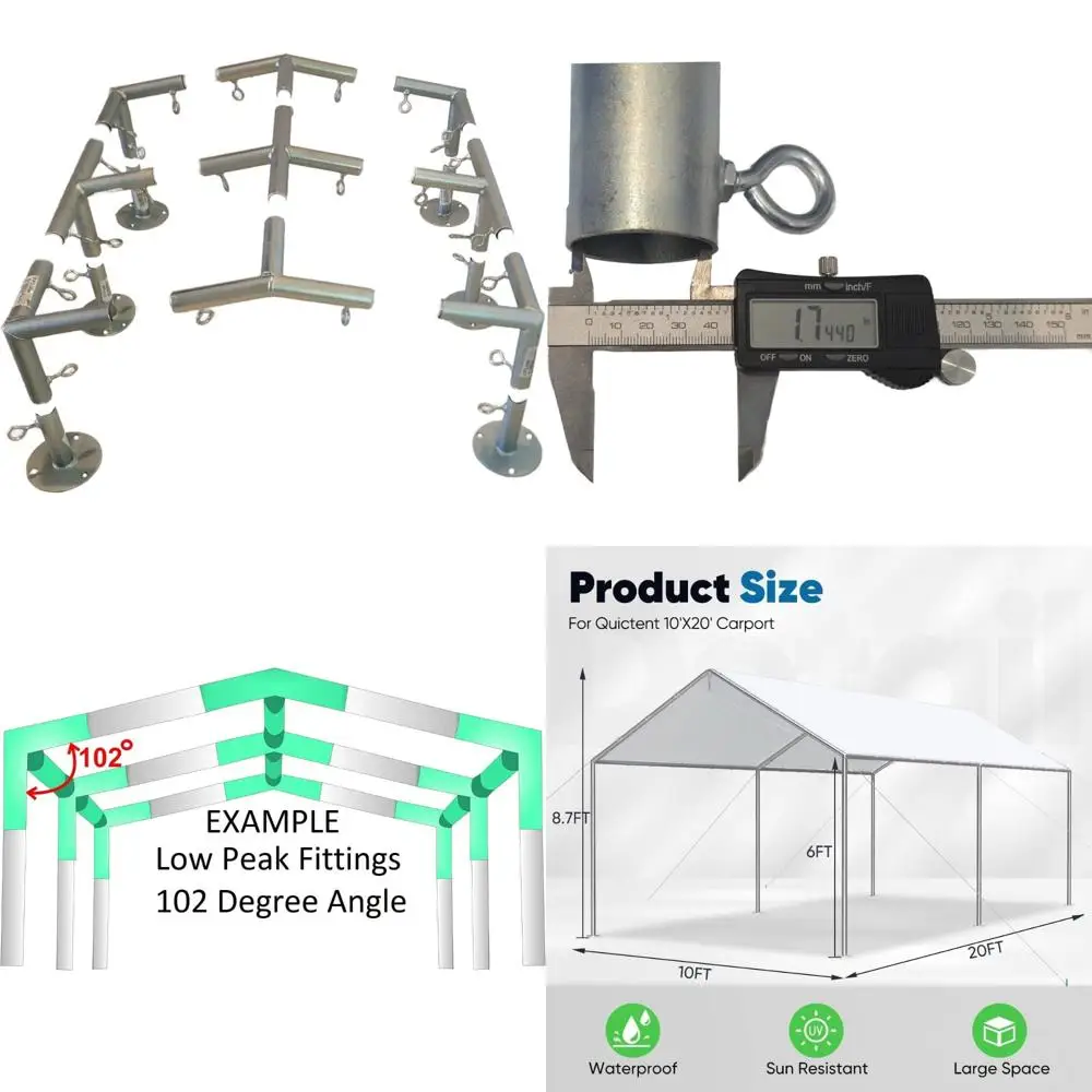 

Навес для автомобиля на 6 футов с разъемами с низким пиком на 102 градуса для фитингов для труб 3/4 EMT (размер выбор)