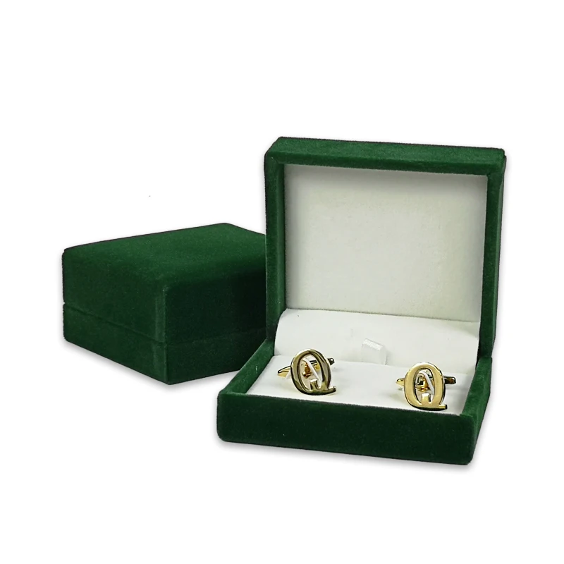 

Высококачественная коробка для хранения запонок из зеленой бархатной ткани для ювелирных изделий, пара запонок для хранения, витрина, упаковочная коробка для подарков