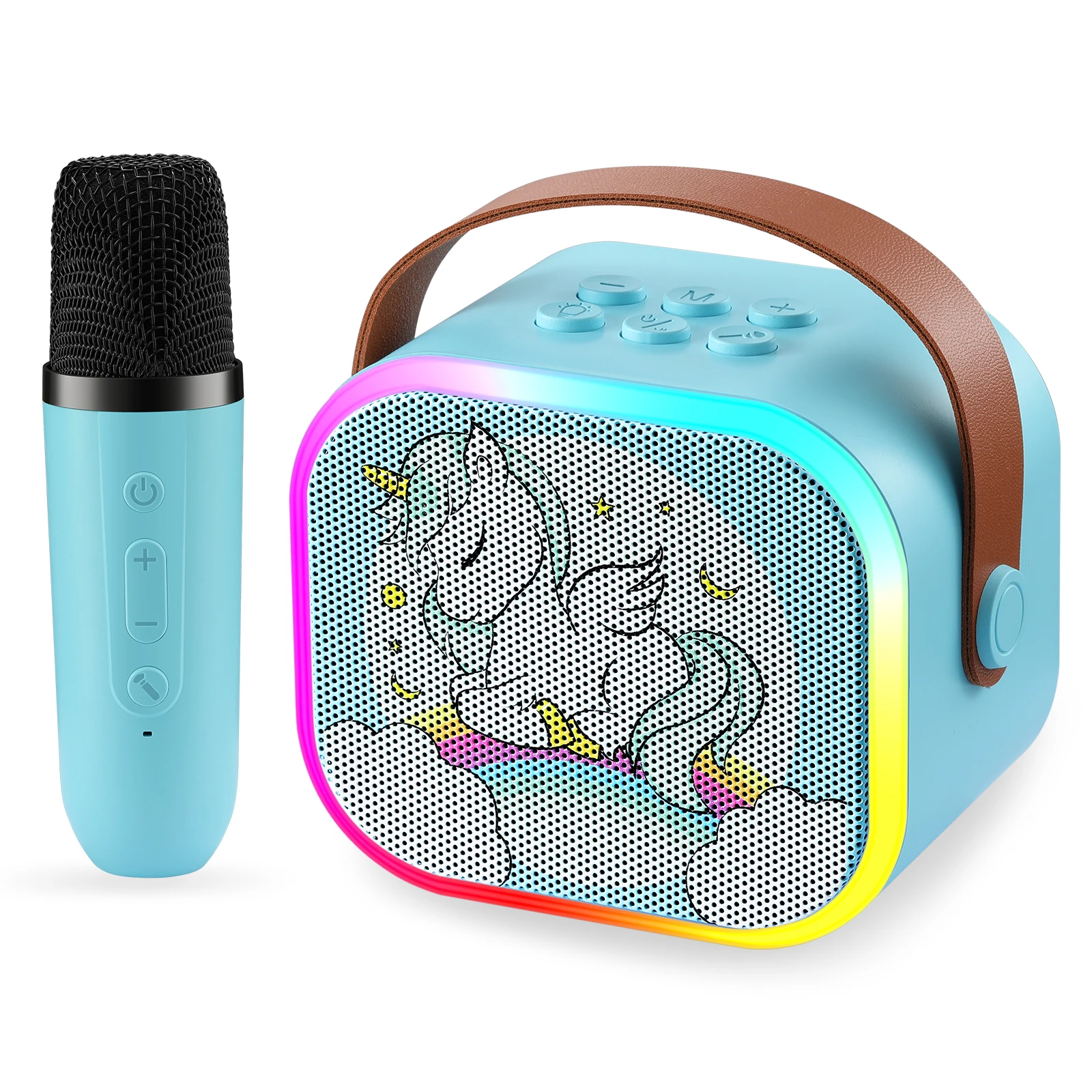 Máquina de Karaoke Bluetooth con micrófono inalámbrico para niños, efecto de iluminación portátil, juguetes para niños pequeños, regalos de cumpleaños para niños y niñas