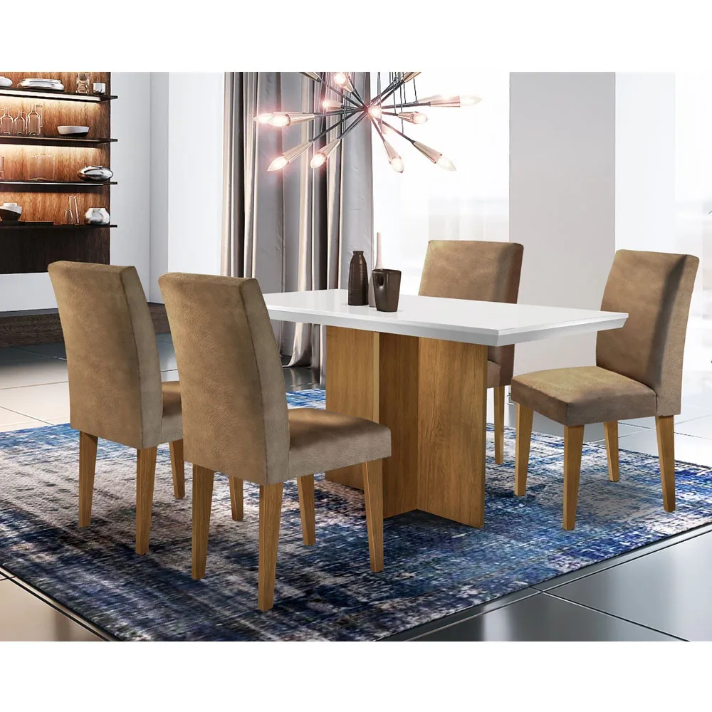 Conjunto Sala de Jantar Olimpia com 4 Cadeiras Grécia Rufato