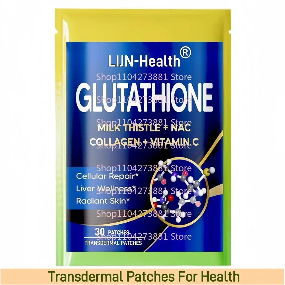 Patchs Transdermiques au Glutathion avec Chardon-Marie, NAC, Collagène, Bien-Être Cellulaire à la Vitamine C, Peau Éclatante, 30 Pièces