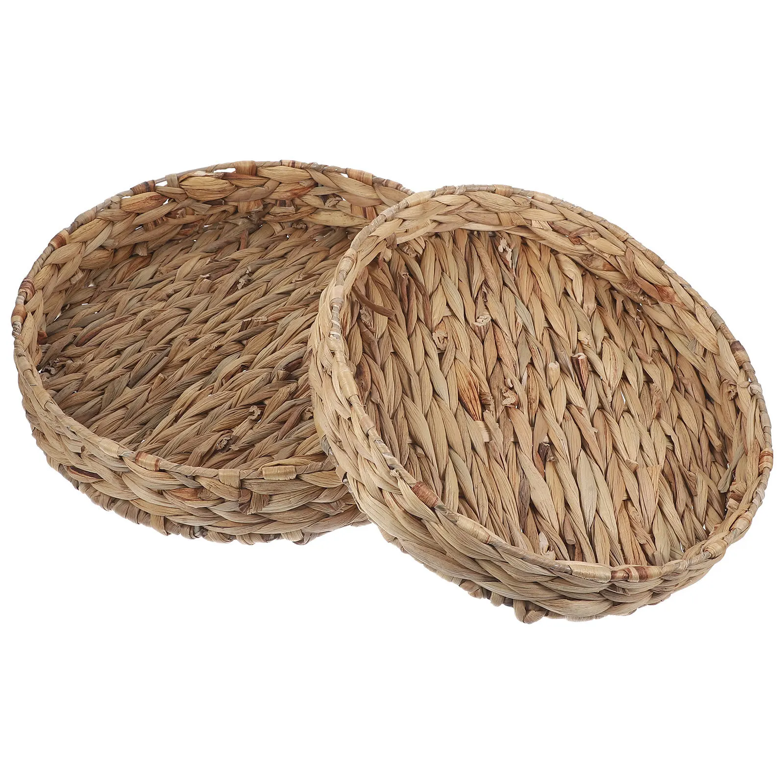 

2Pcs Woven Storage Basket Iron Rattan Multi Function Organizer Fruit Bread Snack Kitchen Desktop Holder Sundries Storage