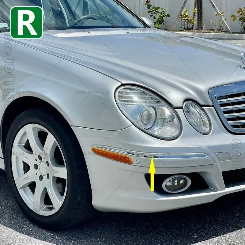 Strip krom cetakan Bumper depan, untuk 2007-2009 W211 Mercedes Benz E320 E350 E550, E63 AMG 2118852321 2118852421 Trim