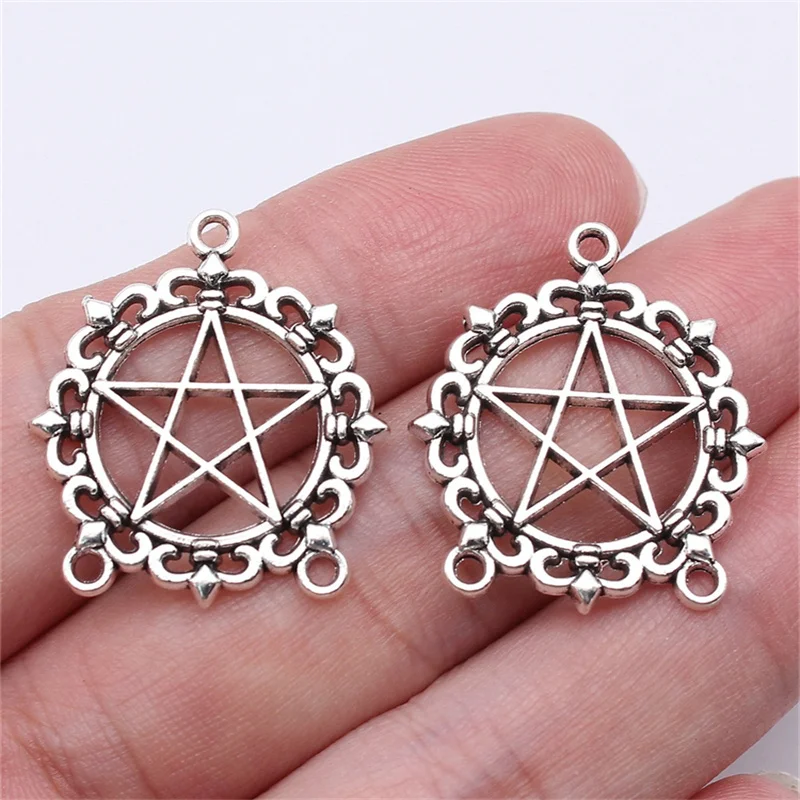 6pcs Inverted Pentagram Charm Satanic Upside Down Pentagram Connector Charm Pendant for DIY Necklace Handmade Jewelry Making