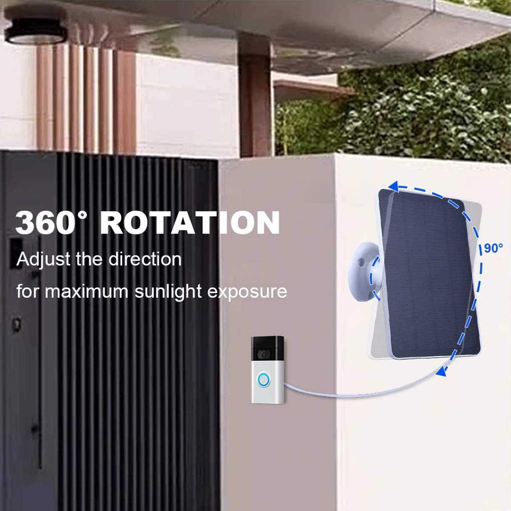 Solar Charging Panel Bracket For Ring Video Doorbell 3 4 Continuous Solar Power Adjustable