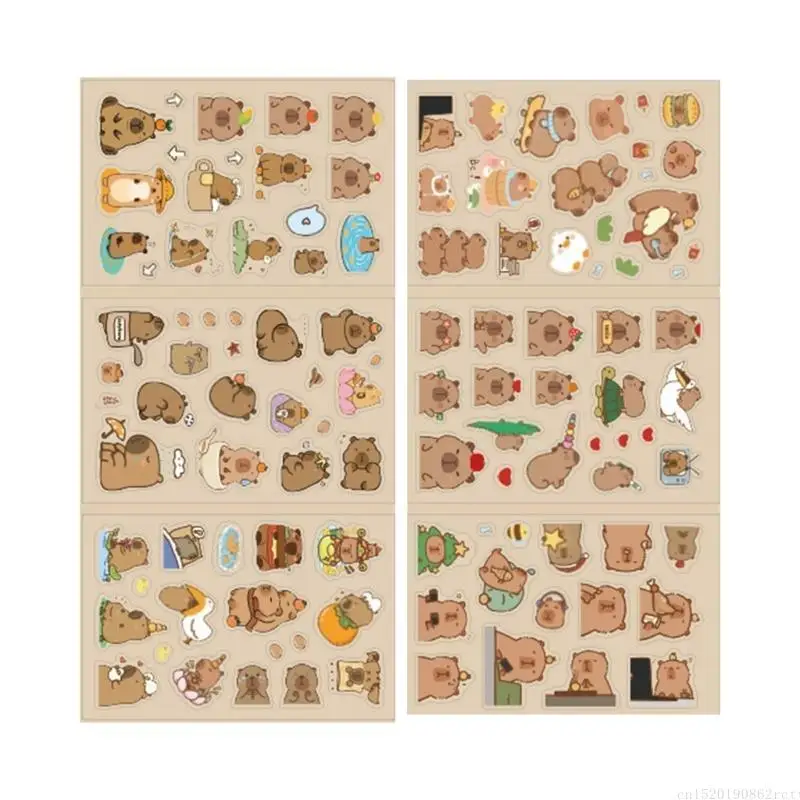 

D5BB Cartoon Animal Sticker Water Resistant PET Sticker for Water Bottle Notebook Journal Phone Case Laptop Scrapbook Sticker