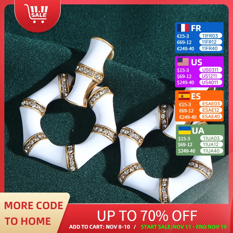

Vintage White Enamel Jewelry Earrings For Woman Gold Color Hollow Hexagon Snake Bone Drop Quality Luxury Designer Gifts 2025