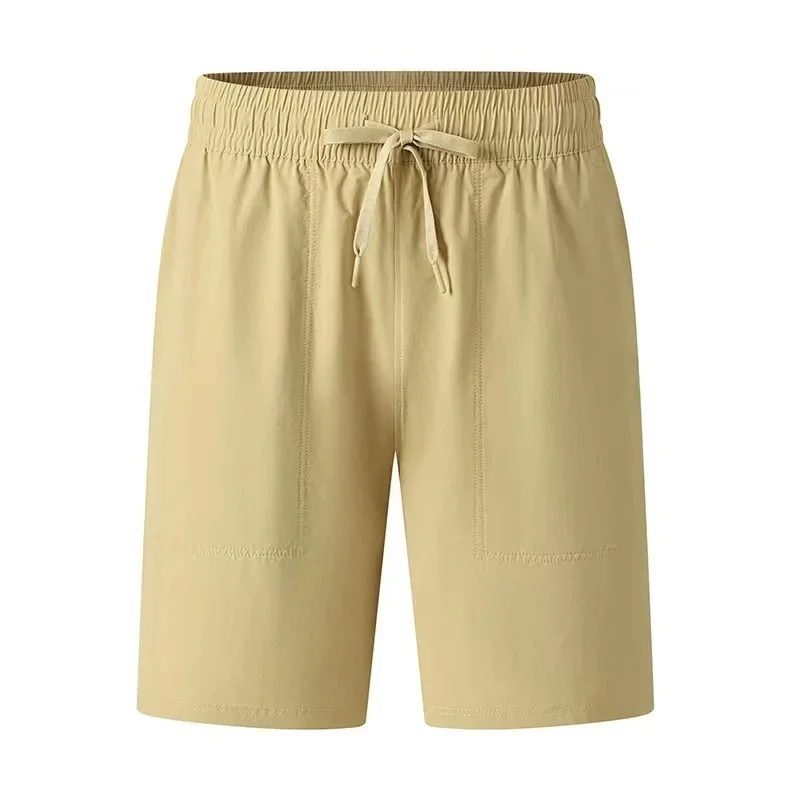 Men's summer lightweight, quick-drying, breathable solid-color outdoor running, training, fitness five-pocket sports shorts