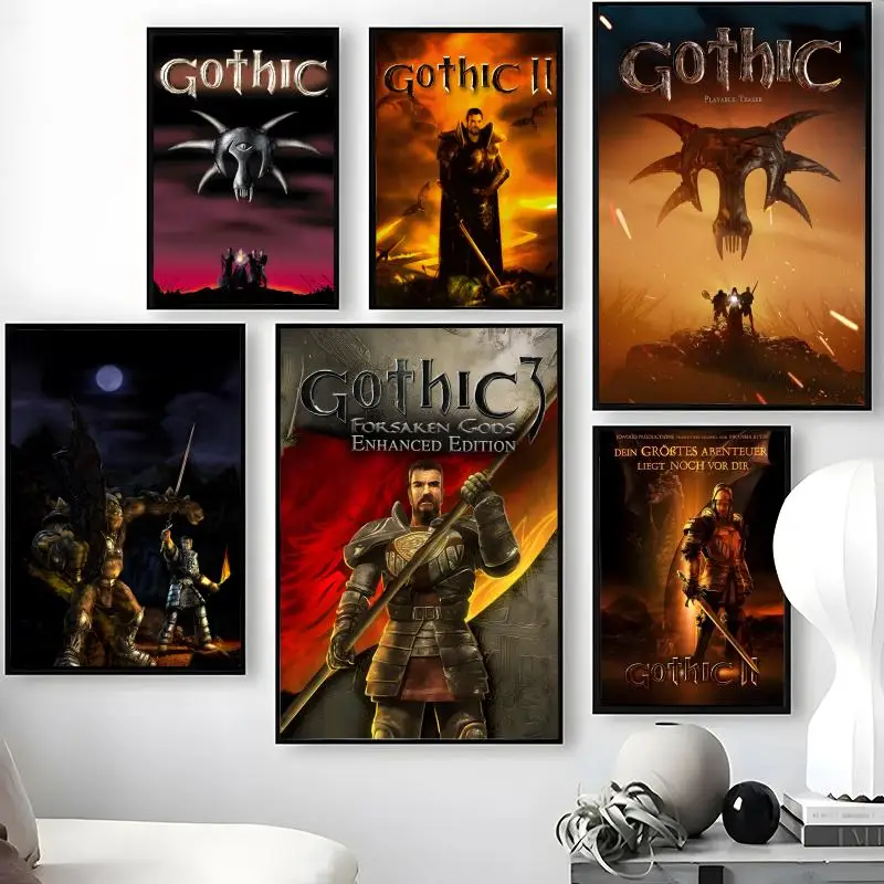 G-Gothic Adventure game Poster Waterproof Self-Stick Wall Art Stickers, Removable Wall Decor for Living Room and Bedroom