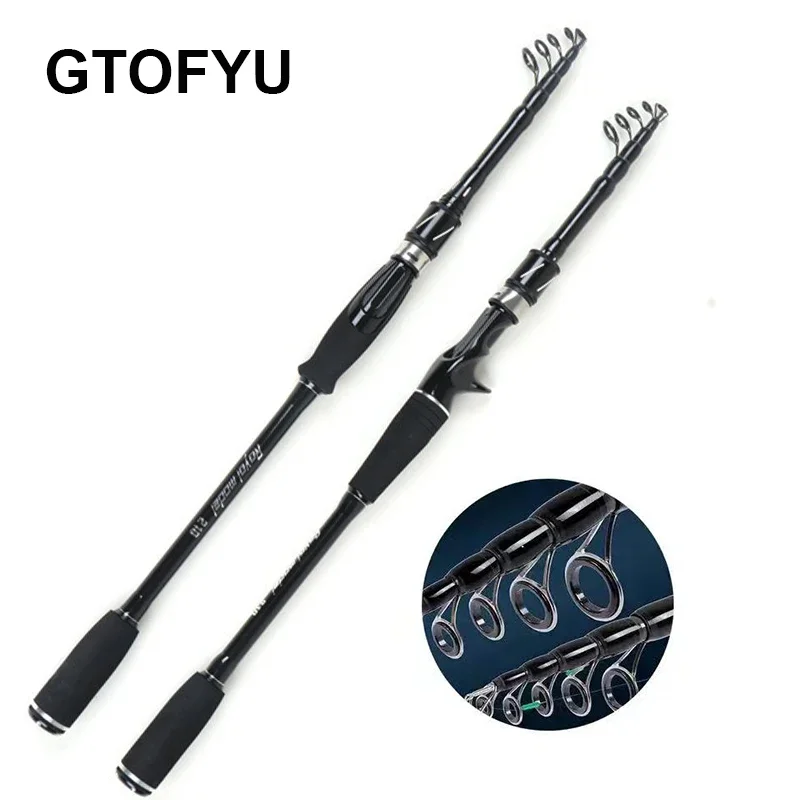 

Superhard Telescopic Fishing Rod Power Carbon Fiber Casting Spinning Rod Portable 1.8M 2.1M 2.4M 2.7M Lure Rod