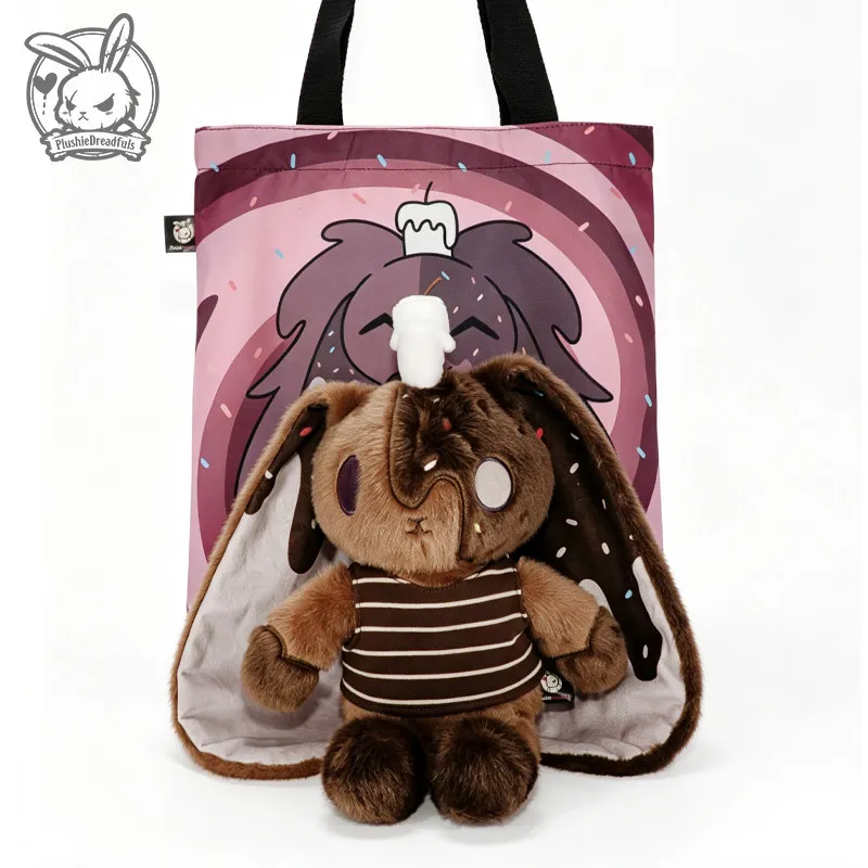 PLUSHIE DREADFULS Plush Cake Rabbit Stitched Patchwork Long Ear Stuffed Doll Trendy Toy Free Backpack Included Birthday Gift