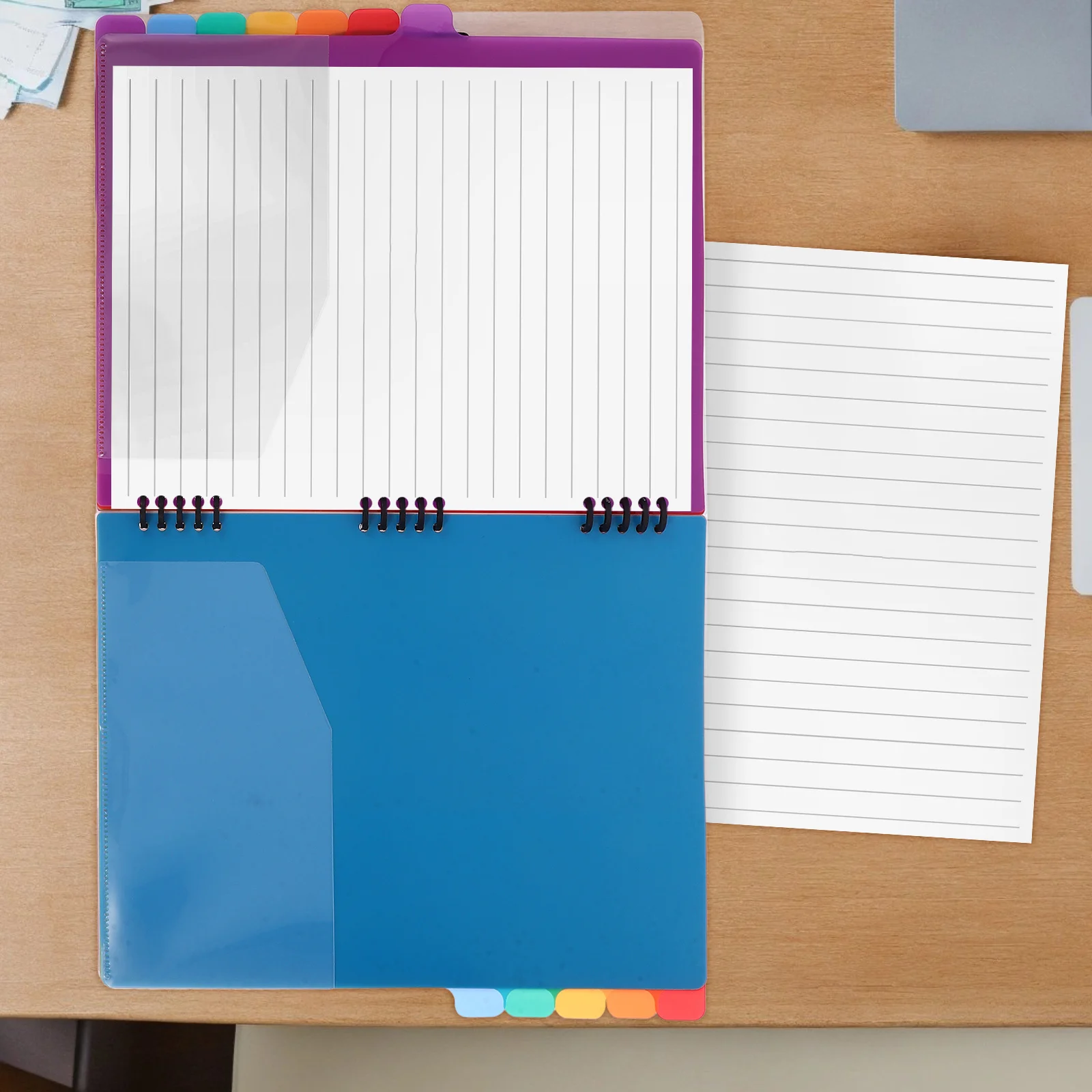 

Folder Information Book Binder Dividers Aesthetic Coil Pp with Tabs Colored File Folders Cute Student