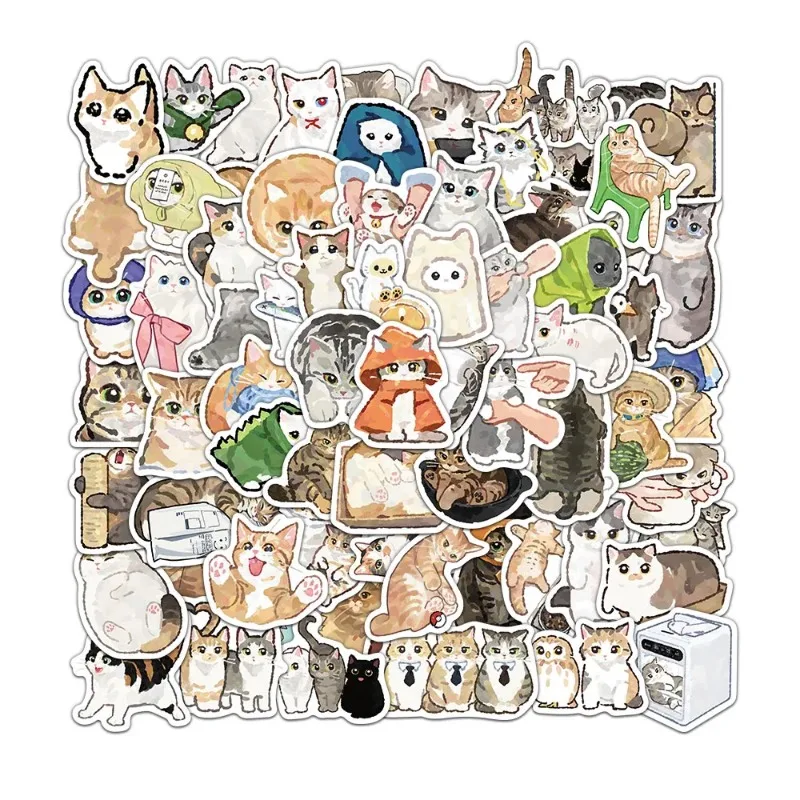 Cute Cat Stickers Exquisite Animal Account Materials Phone Cases Laptop Luggage Waterproof Stickers