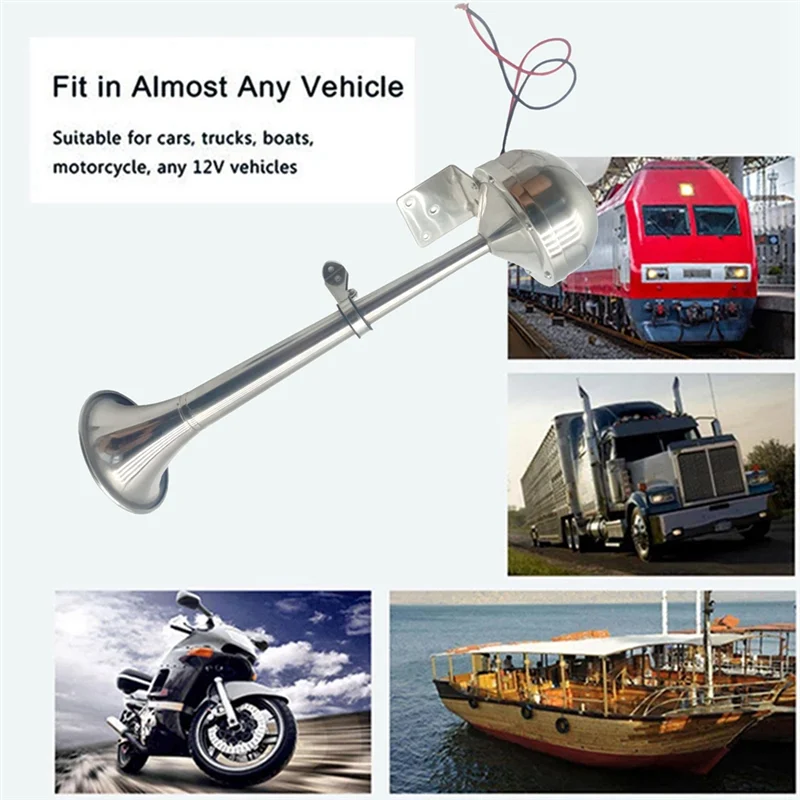 

Portable Universal Single Trumpet Car Air Horn 12V Compressor Polished Car Horn Speaker For Truck Boat Motorcycle Replacement Ac