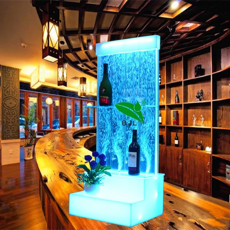 custom，hot sell water bubble bar cabinet nightclub furniture lighted wine rack