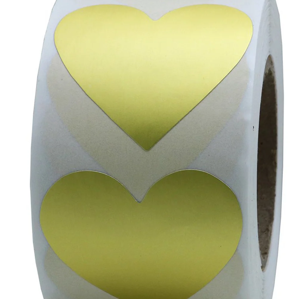500Pcs Golden Heart Shape Stickers Premium Paper Adhesive Labels for Cookies Candy Bags Bakery Thank You Stickers